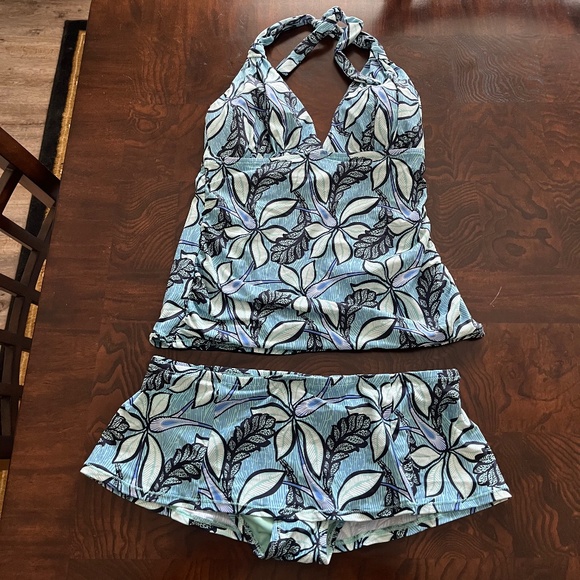 LOFT Other - Loft Women’s Tankini Swim Top and Swim Skirt - Blue Floral Paisely - Size M